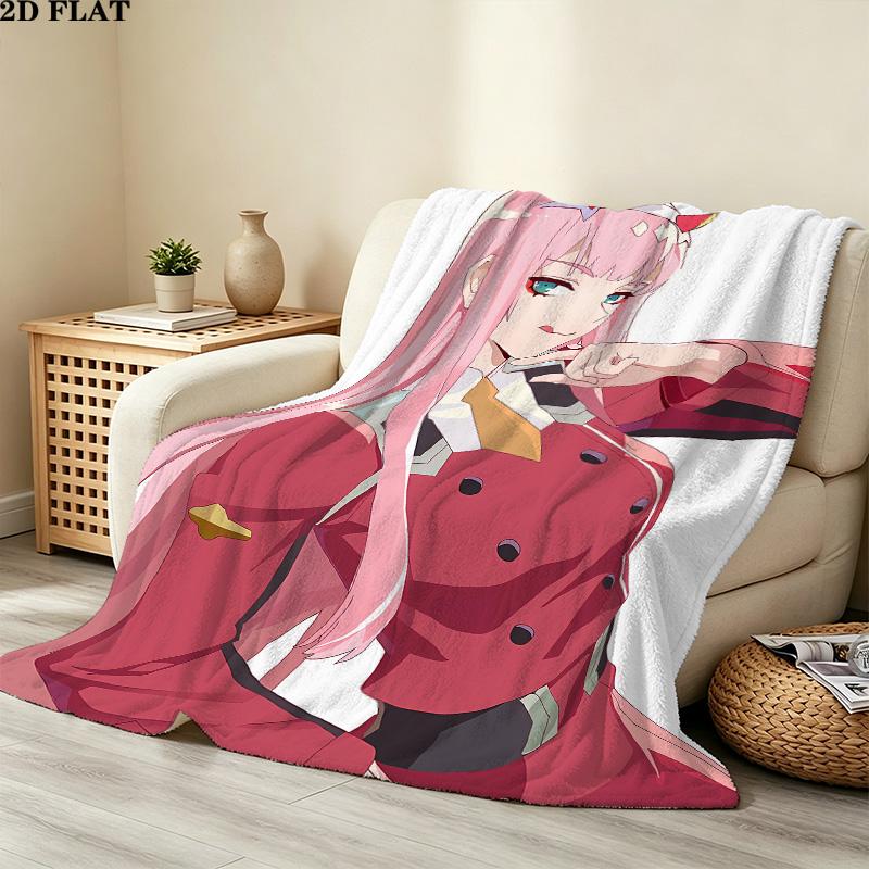 1PC Franxx Zero Two Patterned Flannel Blanket Suitable For All Seasons For Home Decor Warmth And Comfort Gifts Holiday Present
