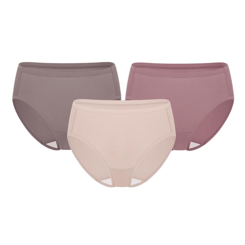 Cottonmom Women's 7A Antibacterial Mid-Waist Panties 3-Pack