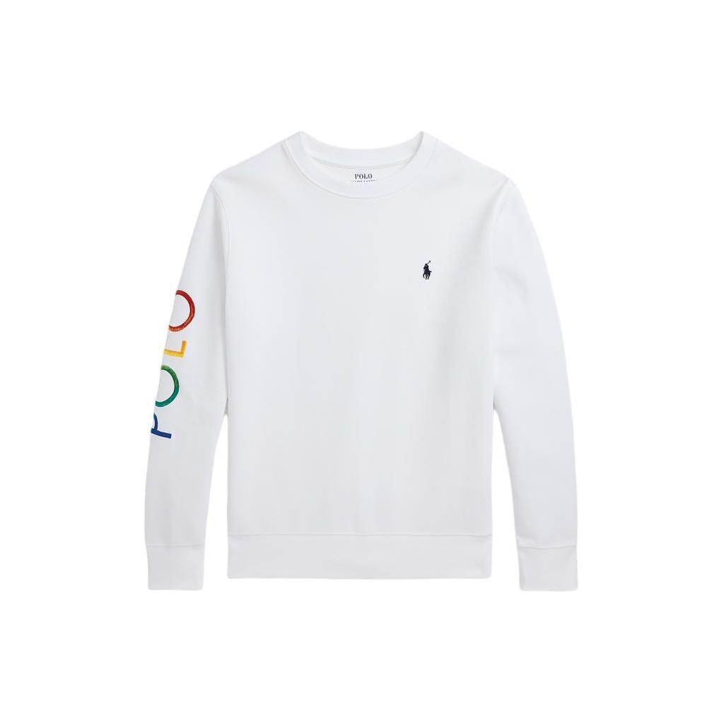 Ralph Lauren SS24 Logo Embroidered Crew Neck Long Sleeve Sweatshirt Kids White CWPOKNIY8021095-100
