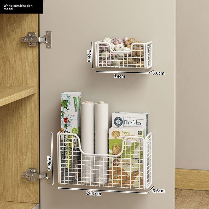 Kitchen Cabinet Door Inner Shelf Storage Box Door Rear Hook Plastic Wrap Bag Cabinet Door Hanging Basket Storage Rack