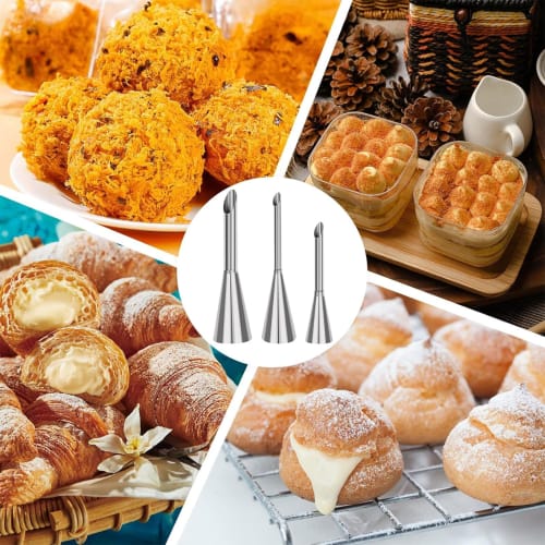 Kumomi Piping Tips, Set of 6, Mont Blanc Piping Tips, Set of 3, Cream Puff Tips, Stainless Steel Pastry Bags, Baking Tools, Baking Tools, Cake Decorat