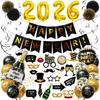 2026 New Year'S Theme Party Decoration New Year'S Day Flag New Year'S Eve Photo Props Paper Flower Balloon Set