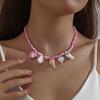 European and American Cute Fun Versatile Ceramic Conch Small Fish Turtle Starfish Necklace Woven Rice Bead Pendant Collarbone Chain Female