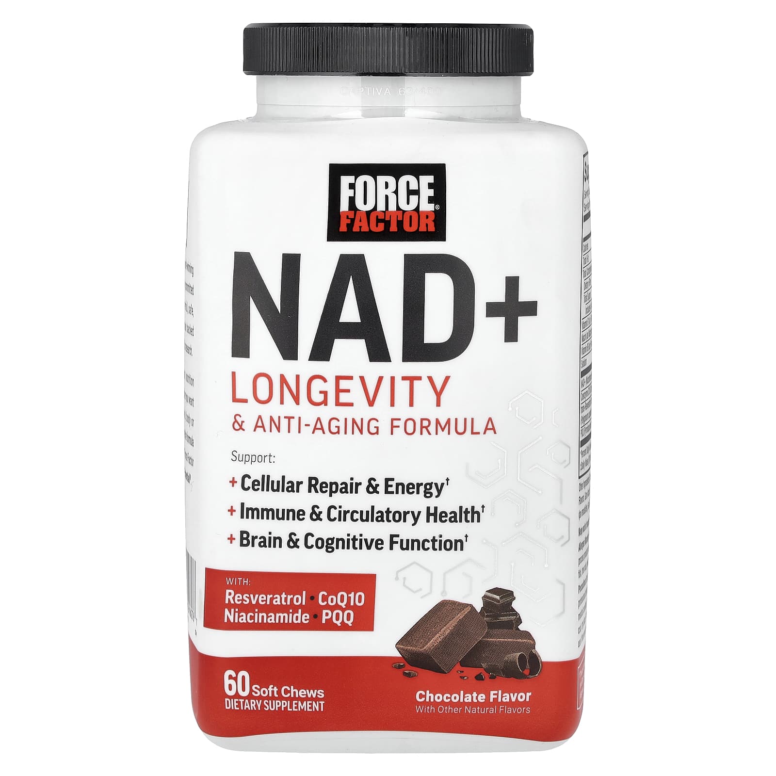 

Force Factor, NAD+ Longevity & Anti-Aging Formula, Chocolate Flavor, 60 Soft Chews