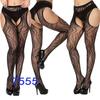 New style open crotch lace transparent suspender black silk sexy fishnet stockings non-slip one-piece suspender belt for women