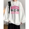 Men's BROOKLYN In Pink Bold Font Graphic Print Fashion Sweatshirt, Long Sleeve, Trendy,  Outdoor-Friendly Top for Autumn Winter Daily Wear