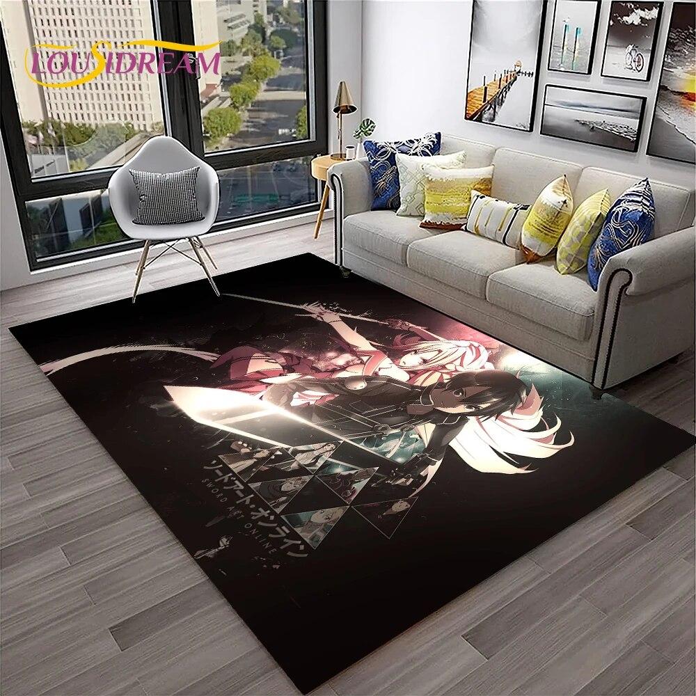 SAO Novel Cartoon Sword Art Online Carpet Rug for Home Living Room Bedroom Sofa Doormat Decor,kids Area Rug Non-slip Floor Mat
