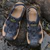 Men's Outdoor Top Layer Leather Large Size Toe Sandals Summer Casual Men's Fashion Outdoor Non-Slip Beach Sandals