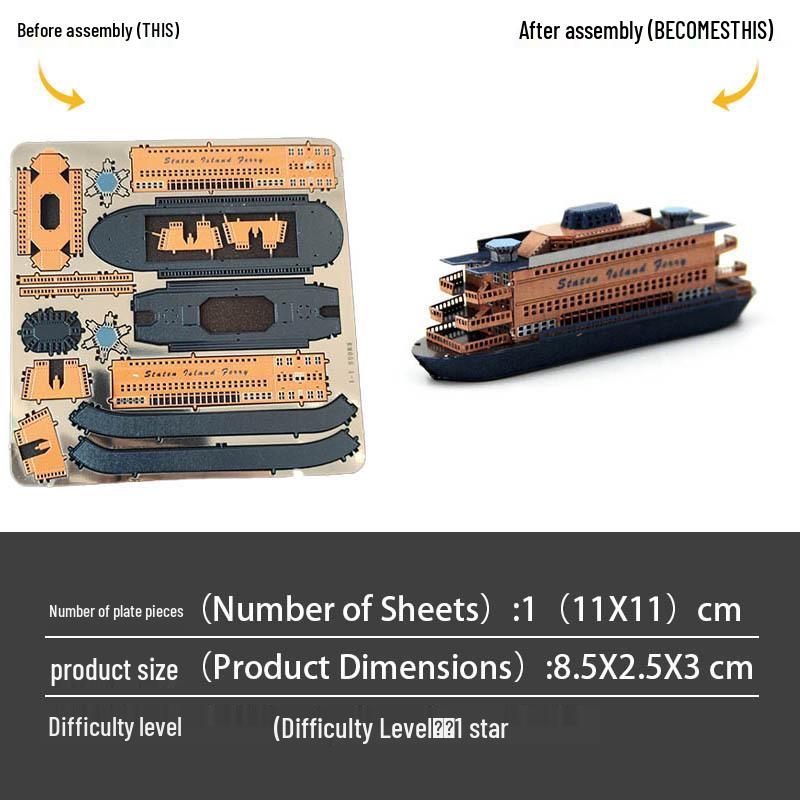 

Модель-пазл 3D из нержавеющей стали «Паром Статен-Айленда» – Клей не требуется