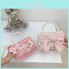 Modern Trendy Kids Girls Wool Cotton Butterfly Pearl Handbag With Flower Pattern For Daily Use