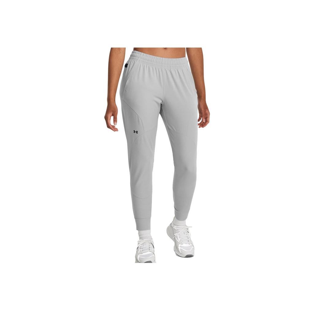 Under Armour Logo Print Mid-Rise Cuffed Casual Pants Women bottoms Gray 1376926-011