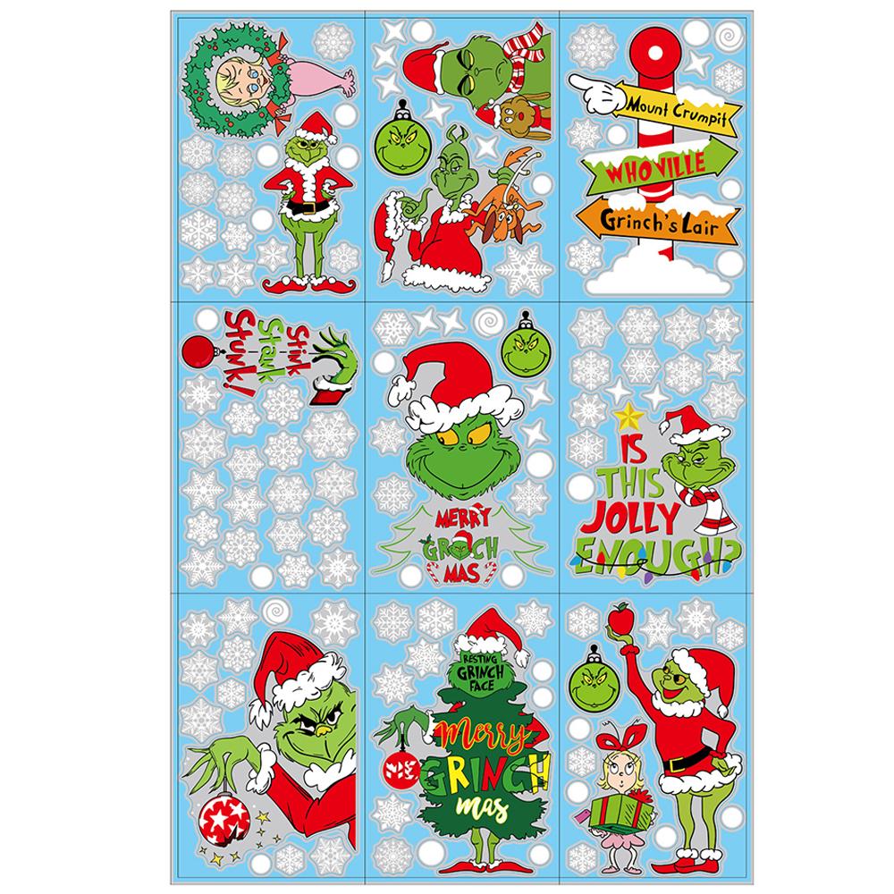 

9 Sheet Christmas Window Double-Side Stickers for Home School Office Decoration