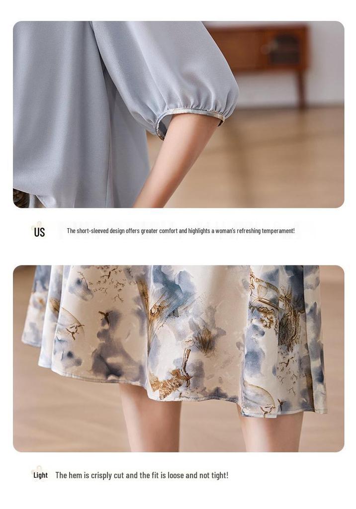 Elegant Floral Chiffon Dress - Summer 2026 Collection for Middle-Aged & Elderly Women