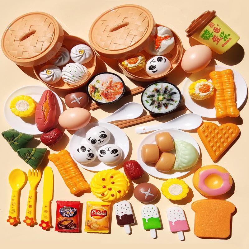 Kids Kitchen Play Set: Steamer, Hamburger, Pizza, and Simulated Food Toys