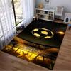 Soccer Theme Carpet with Golden Ball and Stadium Design Decor Suitable for use as an anti-slip for living room bedroom sofas