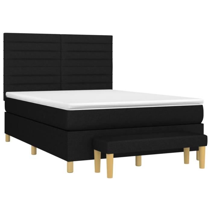3137239 vidaXL Divan-lit Tapissier Avec Matelas Noir 140x200 Cm Tissu
