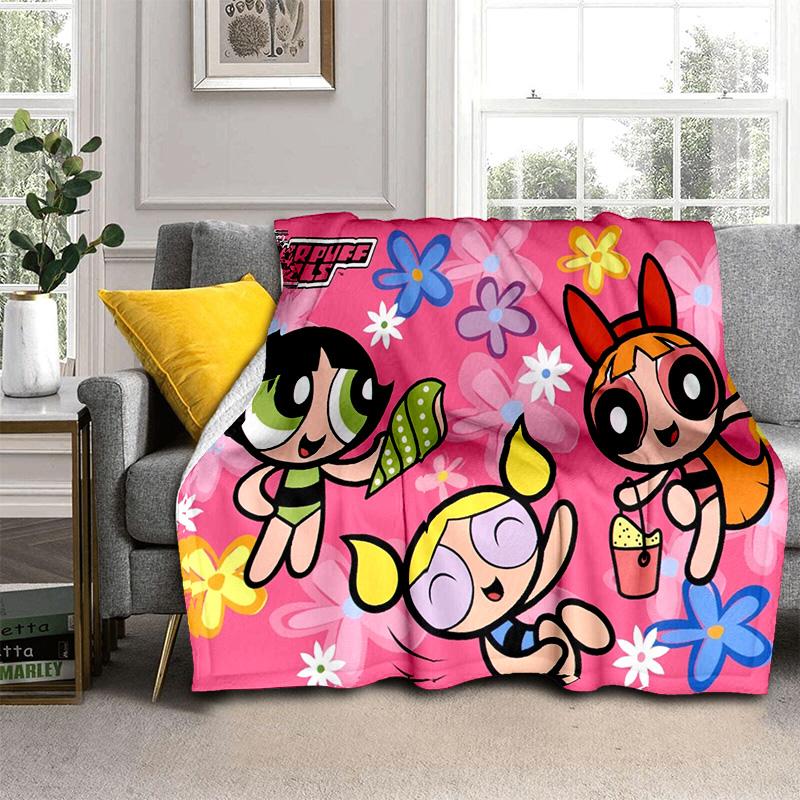 Cute P-Powerpuff Girl Cartoon Blanket,Soft Throw Blanket for Home Bedroom Bed Sofa Picnic Travel Office Rest Cover Blanket Kids