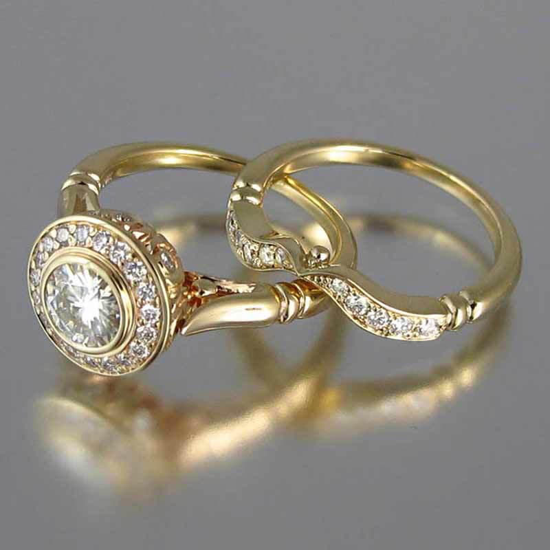 14K or jaune rempli Infini Coeur Anneaux de mariage Empilable Anneau Bijoux