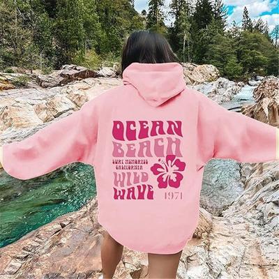 New S--5XL European Size Women's Shoulder Sleeves Threaded Cuffs Hem Sweater Hoodie Oversized Letter Printing