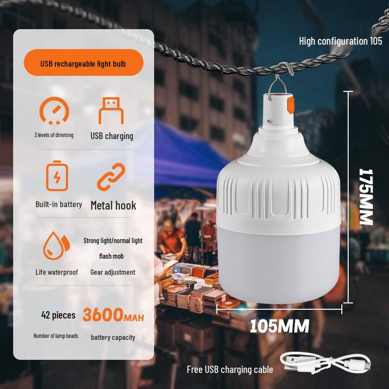 LED Energy-Saving Wireless Portable Camping Lantern - USB Rechargeable, Super Bright Light for Outdoor, Market Stall, or Night Use