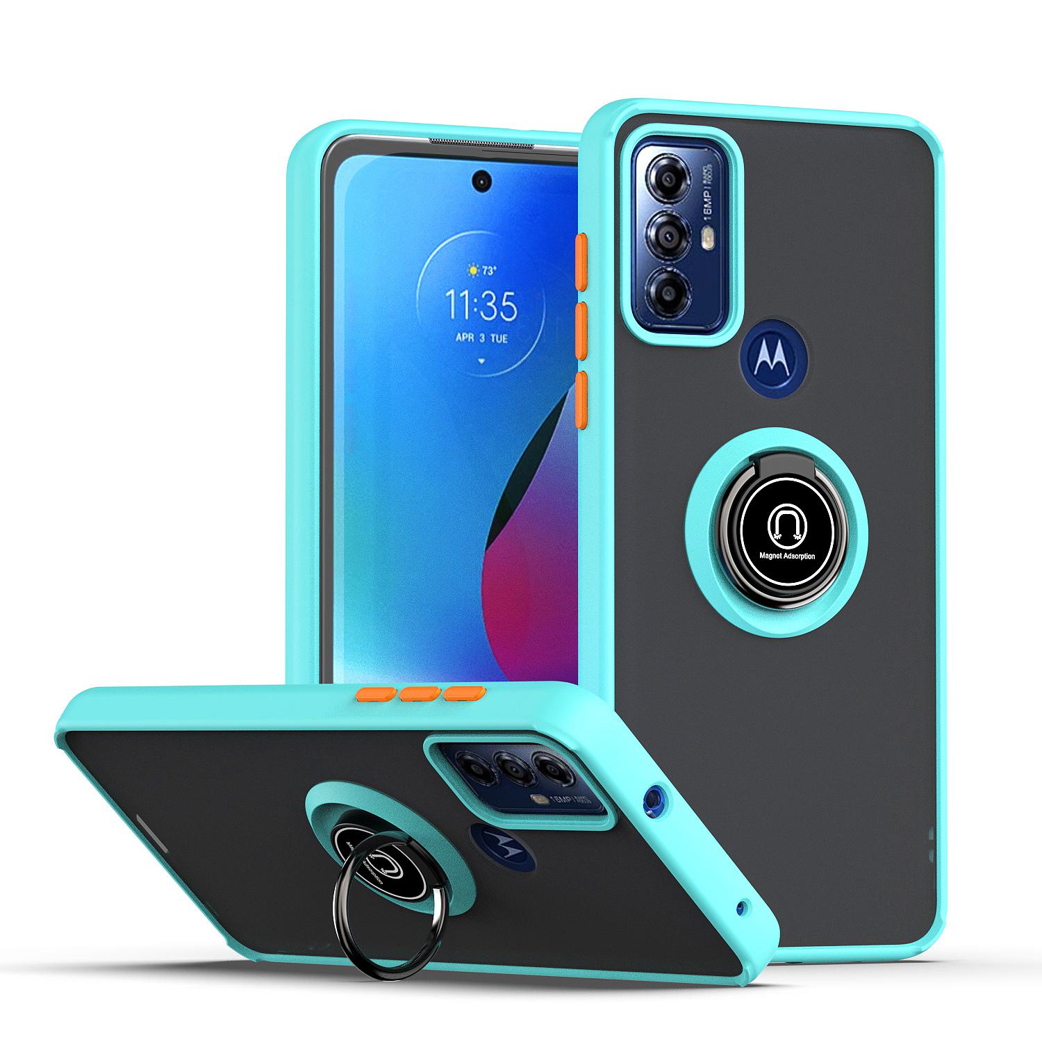 

Броньований матовий чохол для Motorola Moto G POWER 2022 Moto G Pure Чохол-кільце Магнітна підставка-тримач Ударостійкий корпус Coque Fundas Moto G POWER 2022 небо синє кольору