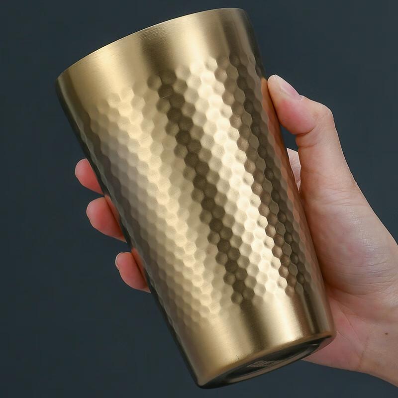 Jimeijiduo 304 Stainless Steel Honeycomb Double-Layer Hammered Cup