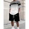 2026 Summer New Striped Casual Men's Suit Loose and Versatile Sportswear Short Sleeved Shorts Two-piece Set