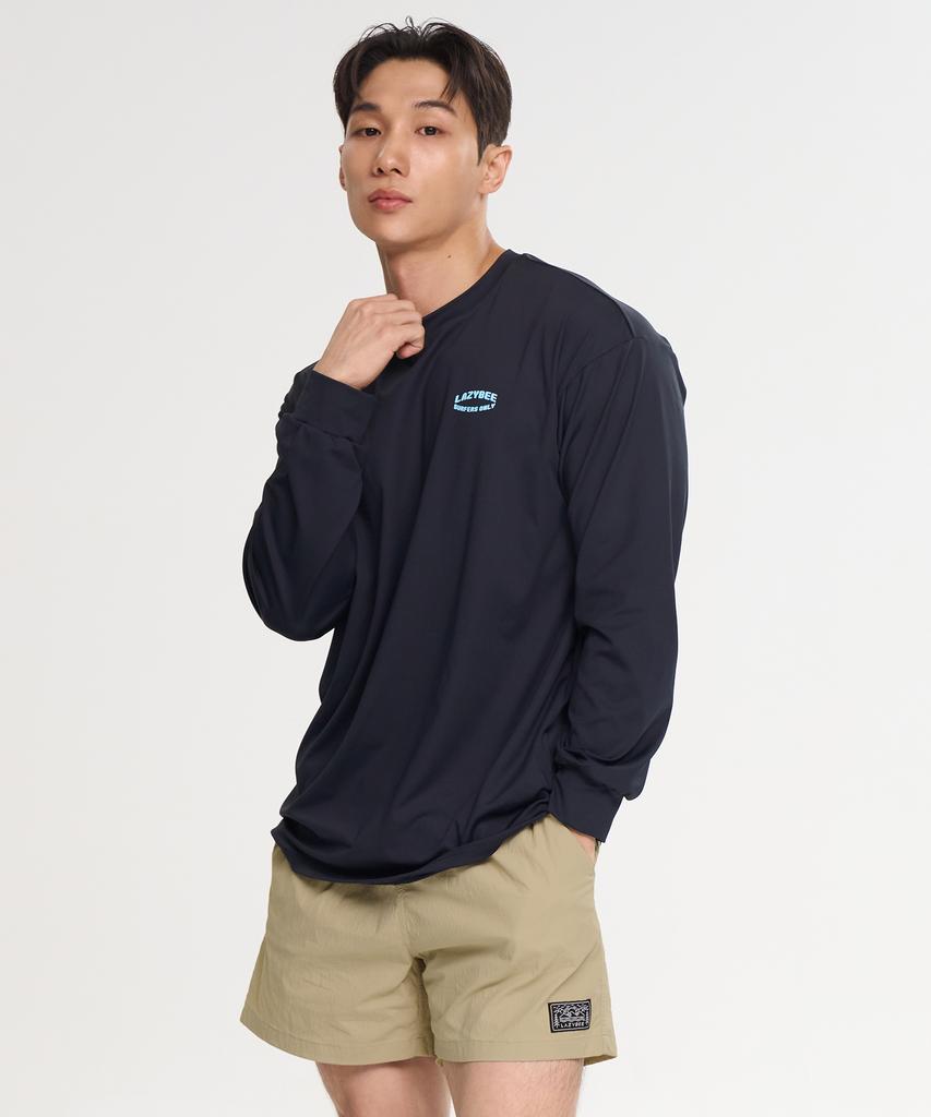 Leijibi [Set] Dry-Cooling Oversized Long Sleeve Rash Guard + Swim Shorts Set M Black