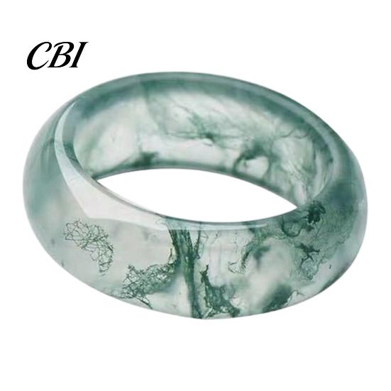 Hypoallergener Fingerring Falscher Natürlicher Moosachat Ring, Falscher Edelstein Statement Heilende Naturinspirierte Schmuckstein für Männer Frauen Band