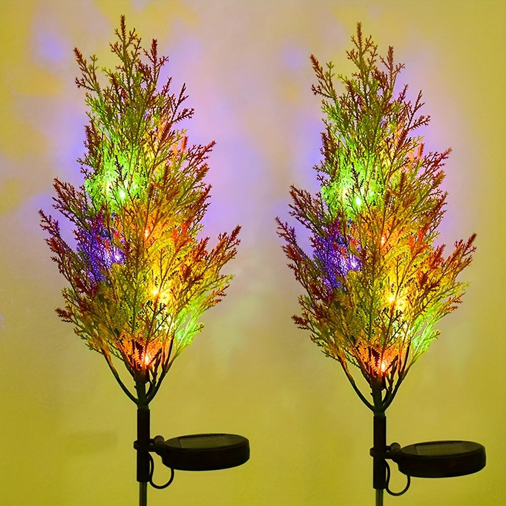 Solar Cypress Tree Stake Lights IP65 Waterproof Multicolor LED Outdoor Holiday Decor Lamp