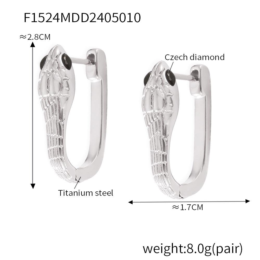 Niche Design Snake Earrings Fashion Personality Titanium Steel Gold-Plated Diamond Earrings Same Earrings