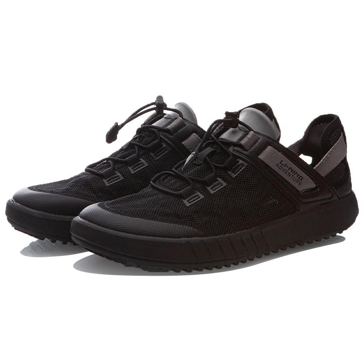 Li Ning River Trekking Classic Cushioning Slip Resistant Abrasion Resistant Low Top Casual Shoes Unisex Black AGCQ111-1