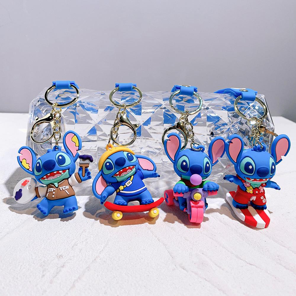 1/6pcs Lilo & Stitch Toys Keychian Anime Stitch Cartoon Keychain Sweet Angel Keychians Women Car Keyring Girl Birthday Gift