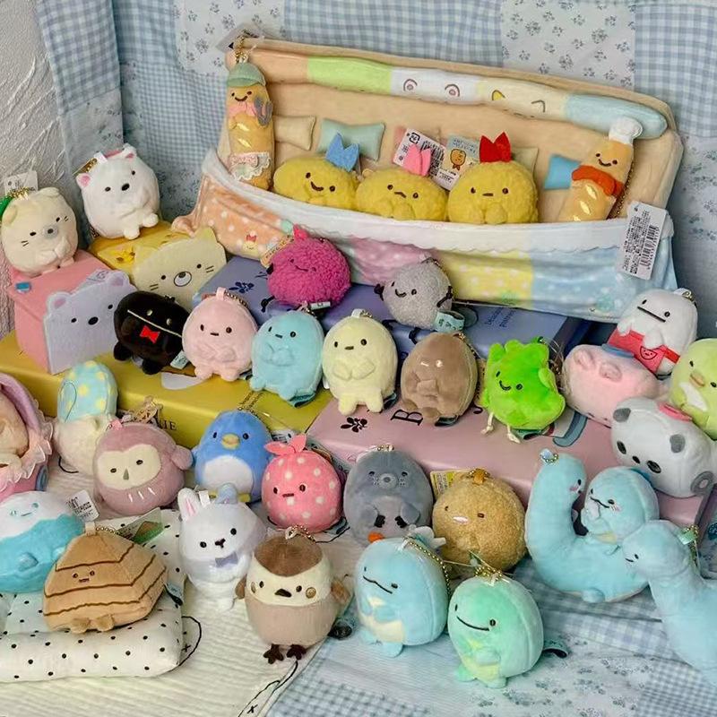 Cute Fried Shrimp Plush Toy Keychain Mini Cartoon Doll Backpack Pendant Bag Charm Decor