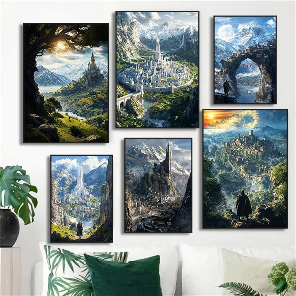 Fantasy Forest Castle Dark Academy Magic Witch Canvas Diamond Painting Wall Art Picture Living Room Home Decor