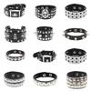 Neues Harajuku Rundes Gothic Skelett Stern Totenkopf Punk Nieten Armband Retro Paar Armreif PU Leder Armband Schmuck Geschenk