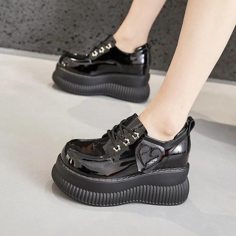 Fujin 9CM Patent Microfiber Wedge Ankle Booties Cushioned Fashion Autumn Pumps High Brand Leather Spring Women Platform Shoes