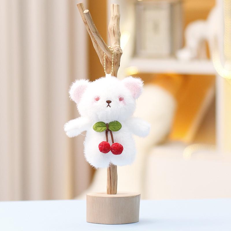 Plush Cherry Bear Keychain With Soft Short Pile For Girls And Bag Decor