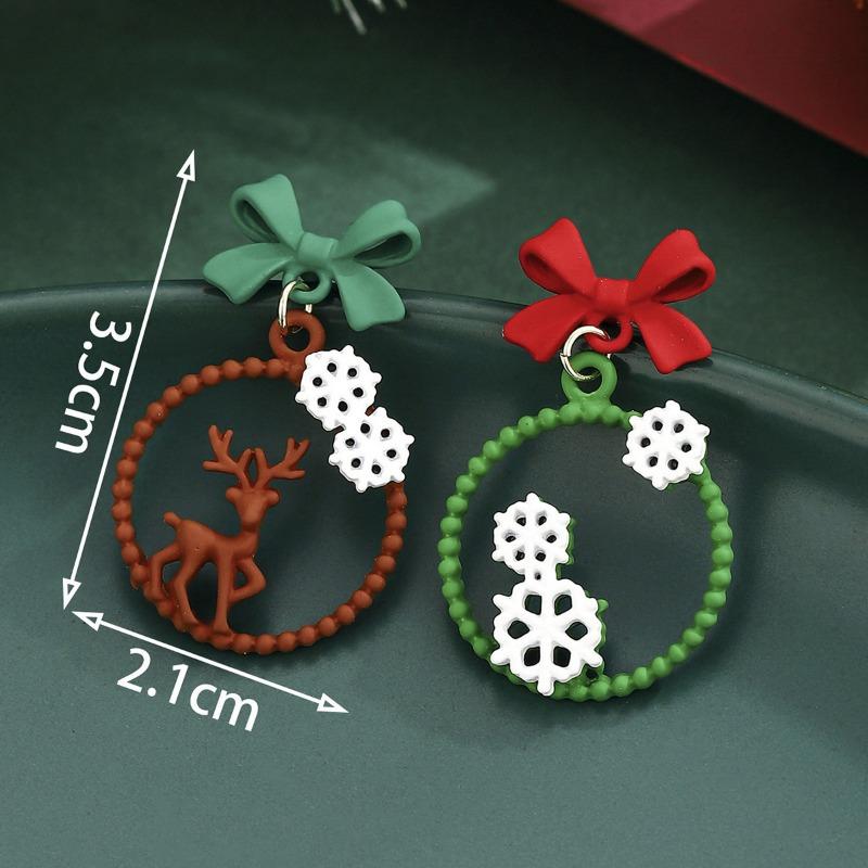Personalized Jewelry Christmas Alloy Stud Earrings Christmas Hat Elk Point Diamond Christmas Tree Gingerbread Man Earrings