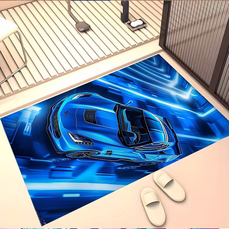 Sports car Print Rug, Washable Floor Carpet, For Entryway Dorm Laundry Room Office Study, Home Decor Birthday Christmas Gift