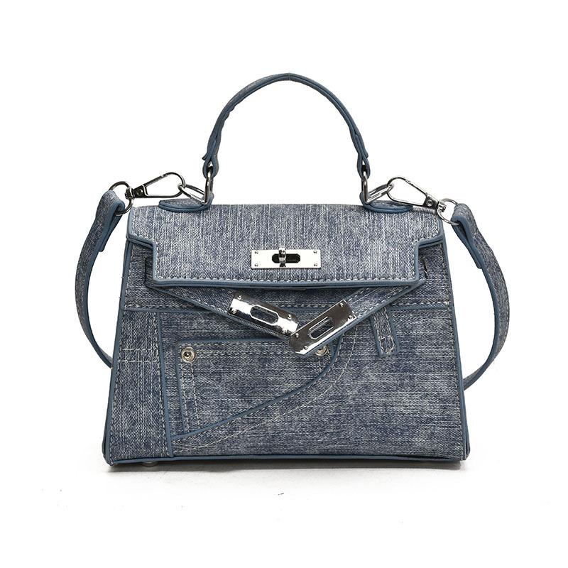 

Hot Sale Fashion High Sense Denim Style Portable Kelly Bag Versatile Foreign Style Commuter Casual Messenger Bag Women джинсовый синий