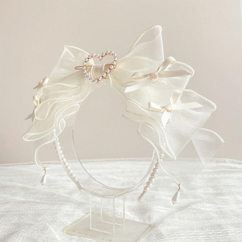 Spitzen Schleifen Haarband Mädchen Haar Stirnbänder Cosplay Perlen Perlen Haarband Kopf Reifen Kopfschmuck Haarschmuck