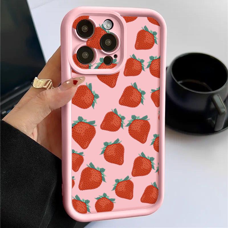 Luxury Fruits Pattern Phone Case For iPhone 16 16e 15 14 13 12 Pro Max Plus 11 Clear TPU Shockproof Cover