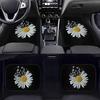 4pcs White Daisy Butterfly Car Non-Slip Carpet | Polyester, Easy To Clean & Install, Suitable for Cars & SUVs, Universal Fit