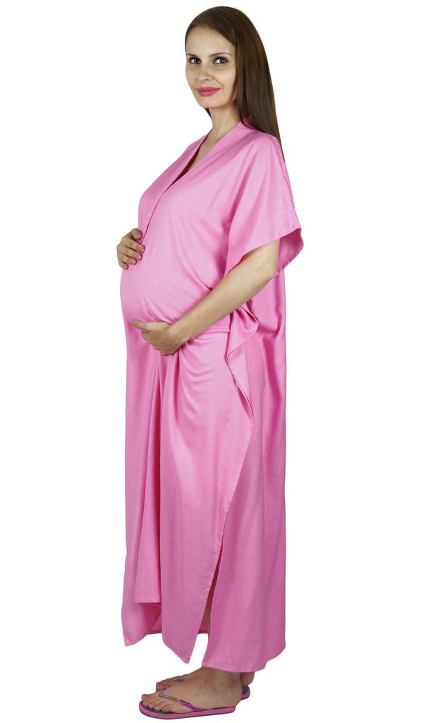 Bimba Kaftan de Maternité avec Ceinture Robe de Nuit d'Allaitement| Boutons Devant| Baby Shower