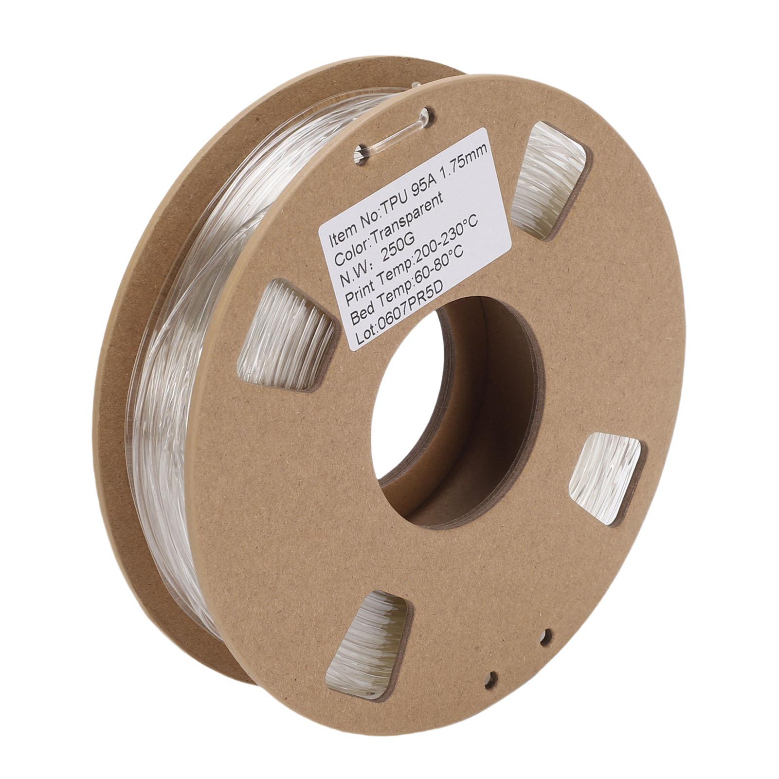 

Нить ТПУ 1,75 мм 95А 250 г Высокая эластичность Гибкая нить для 3D-принтера для большинства 3D-принтеров Прозрачная