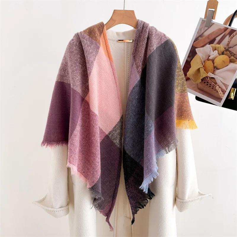 Cashmere Imitation Shawl Autumn Winter Warm Unisex Long Wraps Triangular Scarf Fashion Tassel Scarves Men Women Neckerchief