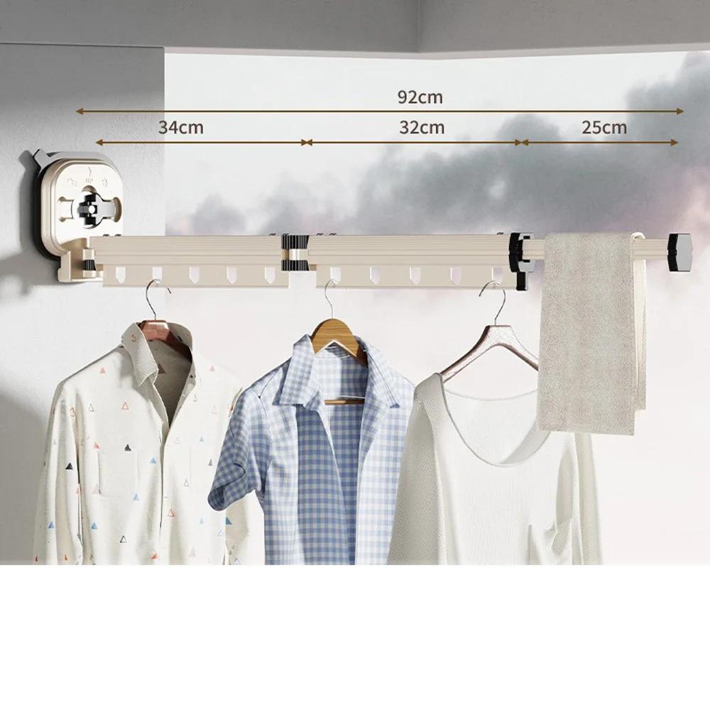 Stainless Steel Wall Mounted Folding Retractable Drying Rack 360° for Laundry Room,Balcony,Dorm,No-hole suction cup Drying Rack
