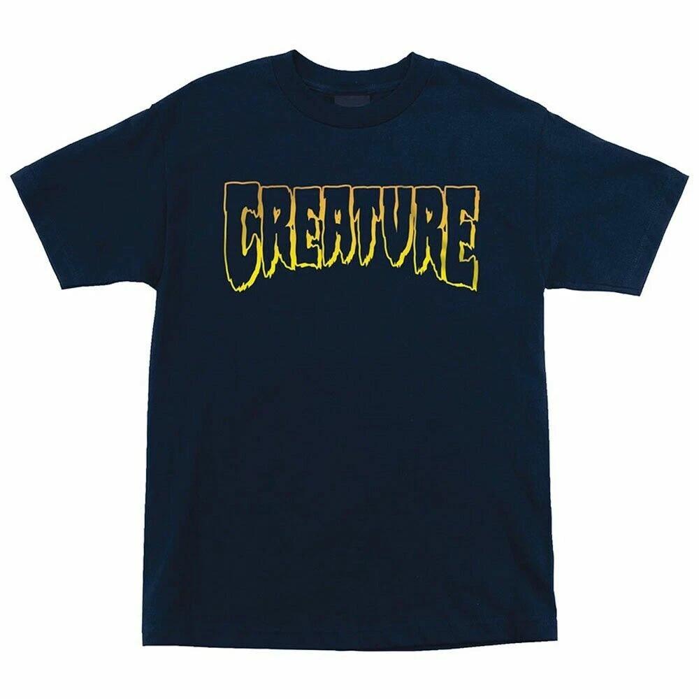 Creature LOGO OUTLINE Skateboard T Shirt NAVY XS