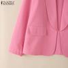 ZANZEA Women Turn Down Collar Loose Casual Long Sleeve Cardigan Blouse
